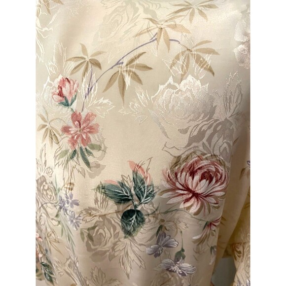 Vtg INNER MOST Floral SATIN House Coat ROBE Long Women's Small USA Made Ivory - Picture 6 of 10